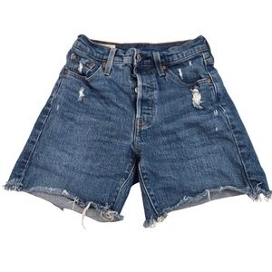 Levi's 501 Premium Denim Jean Shorts Women's W23 Cut Off‎ Distressed Raw Hem